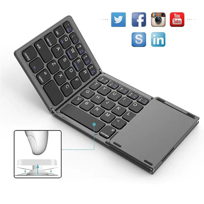 New Mini Wireless Bluetooth Folding Keyboard BO33 - Essential Tech