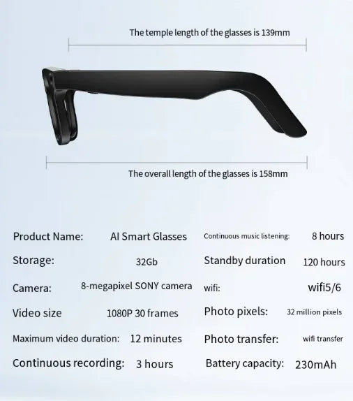 AI Camera Smart Glasses - Essential Tech